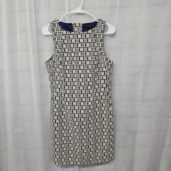 Banana Republic Navy Blue Bone Jacquard Sleeveless Sheath Dress Retro 6 - Picture 9 of 12